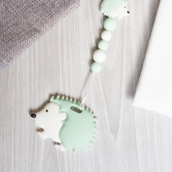 Green Hedgehog Teether, Non-Toxic Silicone Teether - Picture 4 of 8